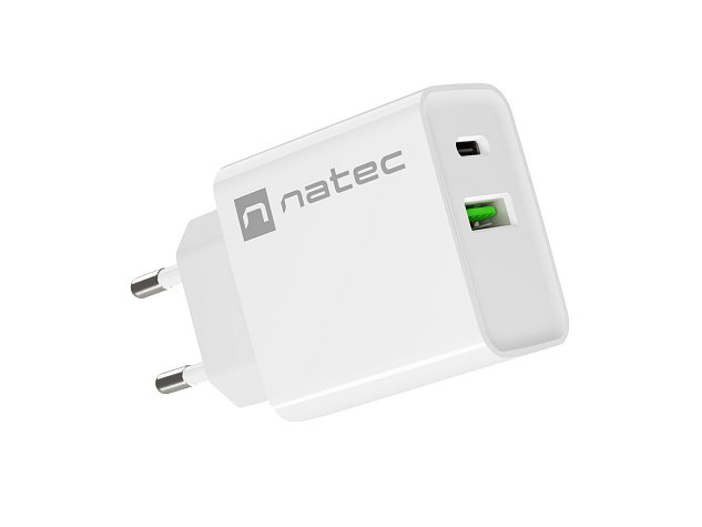 Universální nabíječka Natec RIBERA 20W 1X USB-A + 1X USB-C, bílá Universální nabíječka Natec RIBERA 20W 1X USB-A + 1X USB-C, bílá