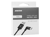 AVACOM datový a nabíjecí kabel USB - USB Type-C, 100cm, konektor v úhlu 90°, černý