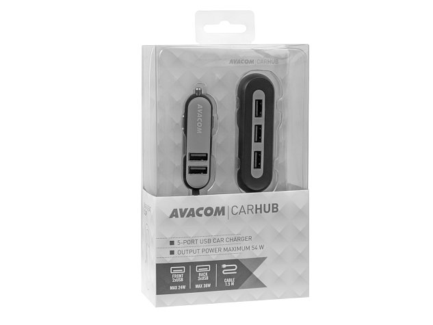 AVACOM CarHUB nabíječka do auta 5x USB výstup, černá