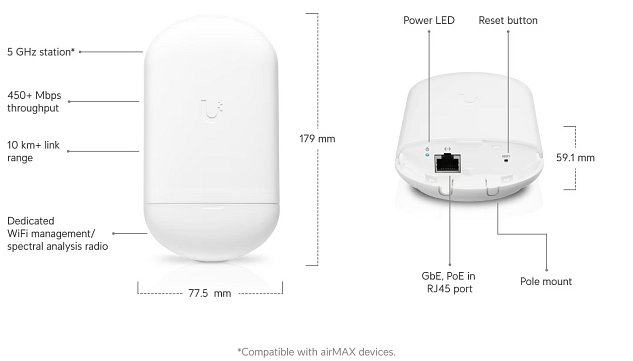 UBNT NanoStation 5AC Loco (bez PoE adaptéru) (LOCO5AC)