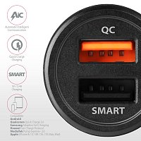 AXAGON PWC-QC5, QUICK a SMART nabíječka do auta, 2x port QC3.0/AFC/FCP + 5V-2.6A, 31.5W AXAGON PWC-QC5, QUICK a SMART nabíječka do auta, 2x port QC3.0/AFC/FCP + 5V-2.6A, 31.5W