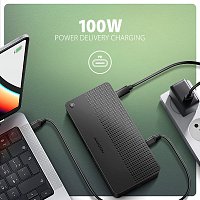 AXAGON HMC-U4, USB4 40Gbps dock, 3x USB-A, 2x USB-C, HDMI & DP 8K/30Hz, RJ-45, SD/mSD, audio, PD100W AXAGON HMC-U4, USB4 40Gbps dock, 3x USB-A, 2x USB-C, HDMI & DP 8K/30Hz, RJ-45, SD/mSD, audio, PD100W