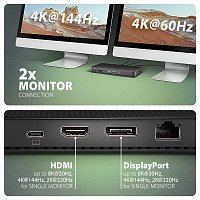 AXAGON HMC-U4, USB4 40Gbps dock, 3x USB-A, 2x USB-C, HDMI & DP 8K/30Hz, RJ-45, SD/mSD, audio, PD100W AXAGON HMC-U4, USB4 40Gbps dock, 3x USB-A, 2x USB-C, HDMI & DP 8K/30Hz, RJ-45, SD/mSD, audio, PD100W