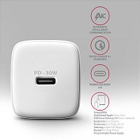 AXAGON ACU-PD30W, Sil nabíječka do sítě 30W, 1x port USB-C, PD3.0/PPS/QC4+/SFC/AFC/Apple, bílá AXAGON ACU-PD30W, Sil nabíječka do sítě 30W, 1x port USB-C, PD3.0/PPS/QC4+/SFC/AFC/Apple, bílá