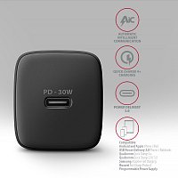AXAGON ACU-PD30, Sil nabíječka do sítě 30W, 1x port USB-C, PD3.0/PPS/QC4+/SFC/AFC/Apple, černá AXAGON ACU-PD30, Sil nabíječka do sítě 30W, 1x port USB-C, PD3.0/PPS/QC4+/SFC/AFC/Apple, černá