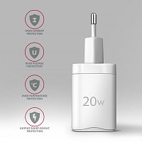 AXAGON ACU-PD20W, nabíječka do sítě 20W, 1x port USB-C, PD3.0/PPS/QC4+/AFC/Apple, bílá AXAGON ACU-PD20W, nabíječka do sítě 20W, 1x port USB-C, PD3.0/PPS/QC4+/AFC/Apple, bílá