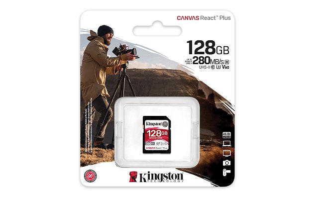 Kingston Canvas React Plus/SDHC/128GB/UHS-II U3 / Class 10 Kingston Canvas React Plus/SDHC/128GB/UHS-II U3 / Class 10