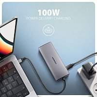 AXAGON HMC-6G2L, USB 10Gb/s hub, 2x USB-A, 1x USB-C, HDMI 4k/60, RJ-45, PD 100W, kabel USB-C 15cm AXAGON HMC-6G2L, USB 10Gb/s hub, 2x USB-A, 1x USB-C, HDMI 4k/60, RJ-45, PD 100W, kabel USB-C 15cm