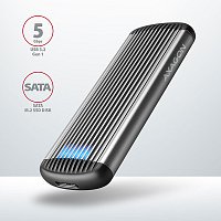 AXAGON EEM2-SA, USB micro-B 3.2 Gen 1 - M.2 SATA SSD kovový RIBBED box, bezšroubkový AXAGON EEM2-SA, USB micro-B 3.2 Gen 1 - M.2 SATA SSD kovový RIBBED box, bezšroubkový