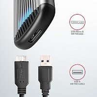 AXAGON EEM2-SA, USB micro-B 3.2 Gen 1 - M.2 SATA SSD kovový RIBBED box, bezšroubkový AXAGON EEM2-SA, USB micro-B 3.2 Gen 1 - M.2 SATA SSD kovový RIBBED box, bezšroubkový