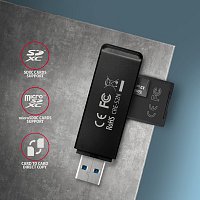 AXAGON CRE-S2N, USB-A 3.2 Gen 1 - SUPERSPEED čtečka karet, 2-slot & lun SD/microSD, podpora UHS-I AXAGON CRE-S2N, USB-A 3.2 Gen 1 - SUPERSPEED čtečka karet, 2-slot & lun SD/microSD, podpora UHS-I