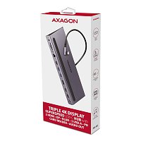 AXAGON HMC-4KX3 USB 5Gbps hub, 3x USB-A, 2x HDMI, DP, RJ-45, SD/microSD, audio, PD 100W, kabel 40cm AXAGON HMC-4KX3 USB 5Gbps hub, 3x USB-A, 2x HDMI, DP, RJ-45, SD/microSD, audio, PD 100W, kabel 40cm