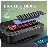 AXAGON HMC-UFO, USB 10Gbps hub, 2x USB-A, USB-C, HDMI 4k/60, RJ-45, M.2 slot, SD/mSD, audio, PD AXAGON HMC-UFO, USB 10Gbps hub, 2x USB-A, USB-C, HDMI 4k/60, RJ-45, M.2 slot, SD/mSD, audio, PD