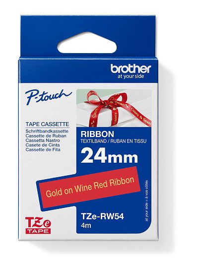 Brother TZE-RW54 zlatá na vínově červené, 24 mm, textilní páska