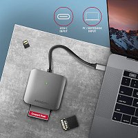 AXAGON CRE-S3C, USB-C 3.2 Gen 1 - SUPERSPEED čtečka karet 3-slot & lun SD/microSD/CF, podpora UHS-II AXAGON CRE-S3C, USB-C 3.2 Gen 1 - SUPERSPEED čtečka karet 3-slot & lun SD/microSD/CF, podpora UHS-II