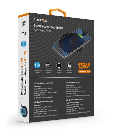 ALIGATOR bezdrátová nabíječka Aligator Pad 15W černá