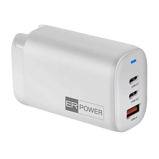 ER PW 65W GaN síťový adaptér 2xUSB-C PD/USB-A bílý ER PW 65W GaN síťový adaptér 2xUSB-C PD/USB-A bílý