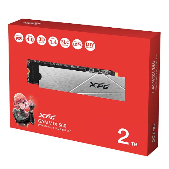 ADATA XPG GAMMIX S60/2TB/SSD/M.2 NVMe/Stříbrná/Heatsink/5R ADATA XPG GAMMIX S60/2TB/SSD/M.2 NVMe/Stříbrná/Heatsink/5R