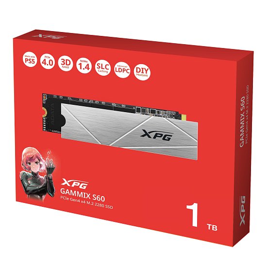 ADATA XPG GAMMIX S60/1TB/SSD/M.2 NVMe/Stříbrná/Heatsink/5R ADATA XPG GAMMIX S60/1TB/SSD/M.2 NVMe/Stříbrná/Heatsink/5R