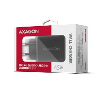 AXAGON ACU-PQ45 GaN nabíječka do sítě 45W, 2x port (USB-A + USB-C), PD3.0/PPS/QC4+/SFC 2.0/AFC/Apple AXAGON ACU-PQ45 GaN nabíječka do sítě 45W, 2x port (USB-A + USB-C), PD3.0/PPS/QC4+/SFC 2.0/AFC/Apple