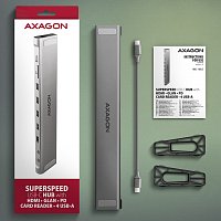 AXAGON HMC-10HLS, USB 5Gbps hub, 4x USB-A, HDMI 4k/60Hz, RJ-45 GLAN, SD/mSD, PD 100W, kabel 25cm AXAGON HMC-10HLS, USB 5Gbps hub, 4x USB-A, HDMI 4k/60Hz, RJ-45 GLAN, SD/mSD, PD 100W, kabel 25cm