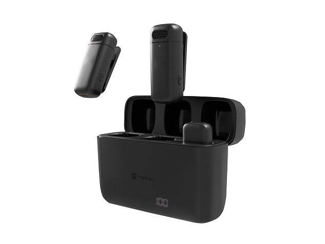 Mobilní bezdrátový mikrofon Natec HOPPER LAVALIER USB-C, 2 KS Mobilní bezdrátový mikrofon Natec HOPPER LAVALIER USB-C, 2 KS