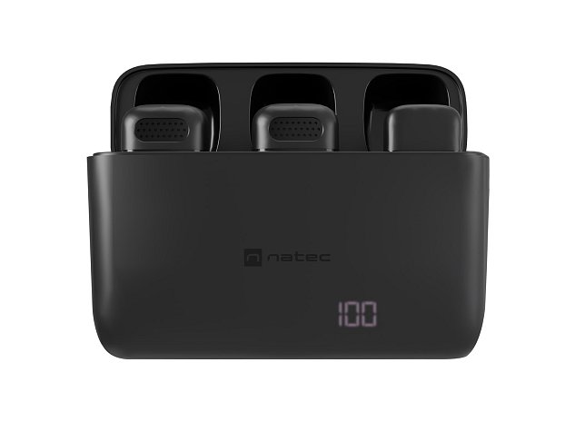 Mobilní bezdrátový mikrofon Natec HOPPER LAVALIER USB-C, 2 KS Mobilní bezdrátový mikrofon Natec HOPPER LAVALIER USB-C, 2 KS