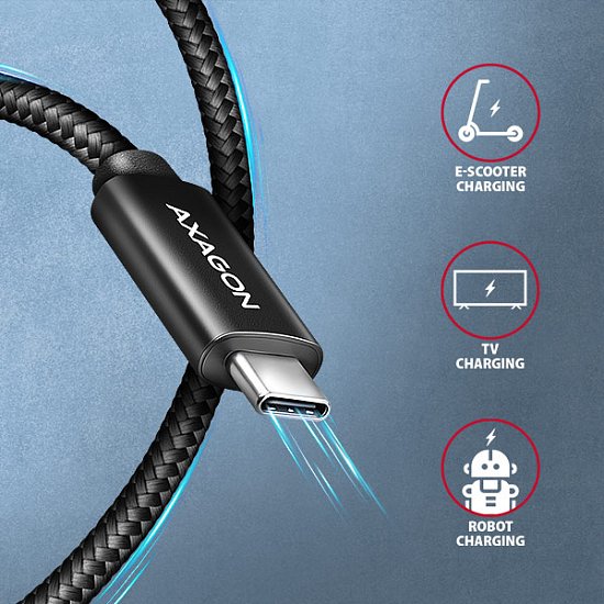 AXAGON BUCM4X-CM10AB NewGEN+ kabel USB-C <-> USB-C, 1m, USB4 Gen 3×2, PD 240W 5A, 8K HD, ALU, oplet